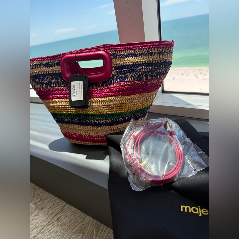 MAJE Colorful Striped Raffia Women's Bag NWT - Picture 8 of 12